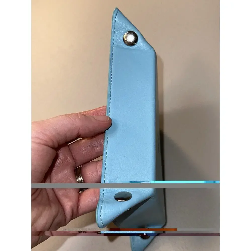 rowallan of scotland Sky Blue Leather Valet Tray For Jewelry Keys Wallet Etc